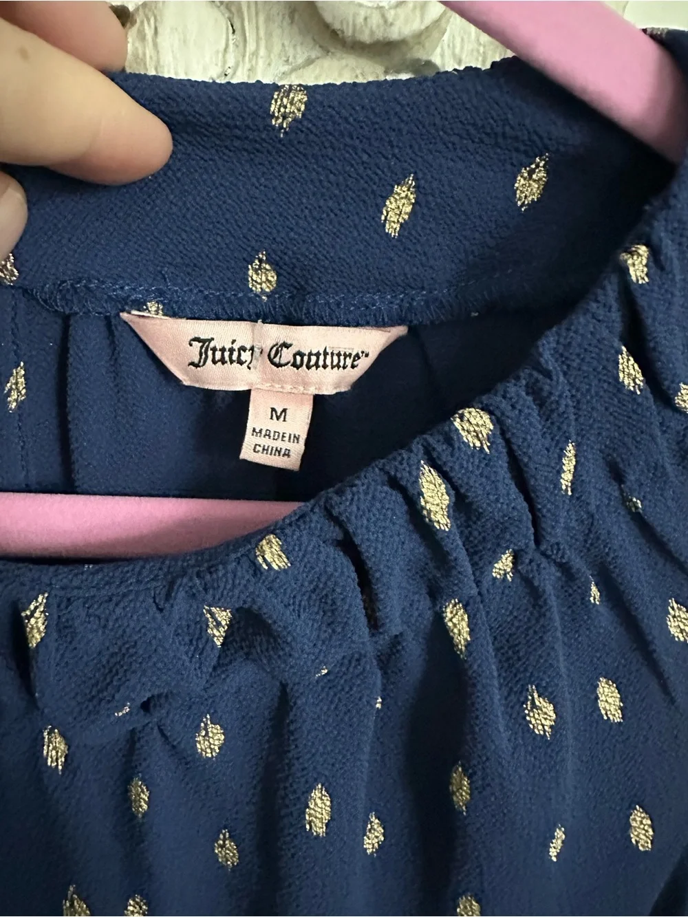 Juicy Couture Navy Sleeveless Blouson Midi Dress with Gold Print